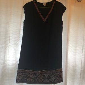 Black dress with pink and peach pattern